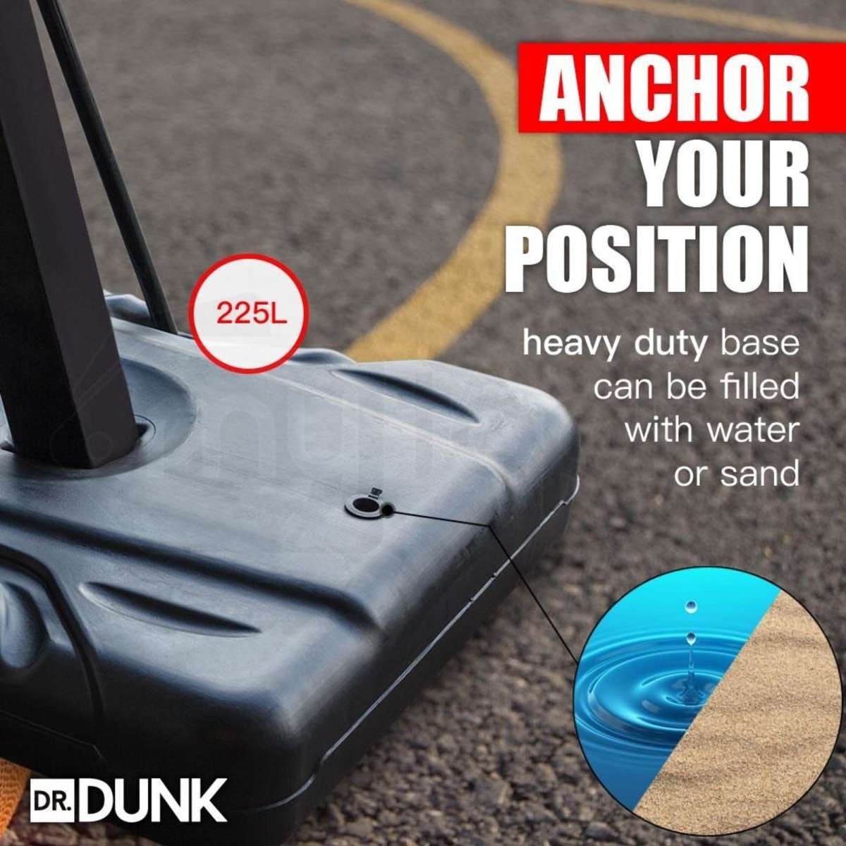 Dr.Dunk Basketball Hoop Stand System Height Adjustable Portable Net
