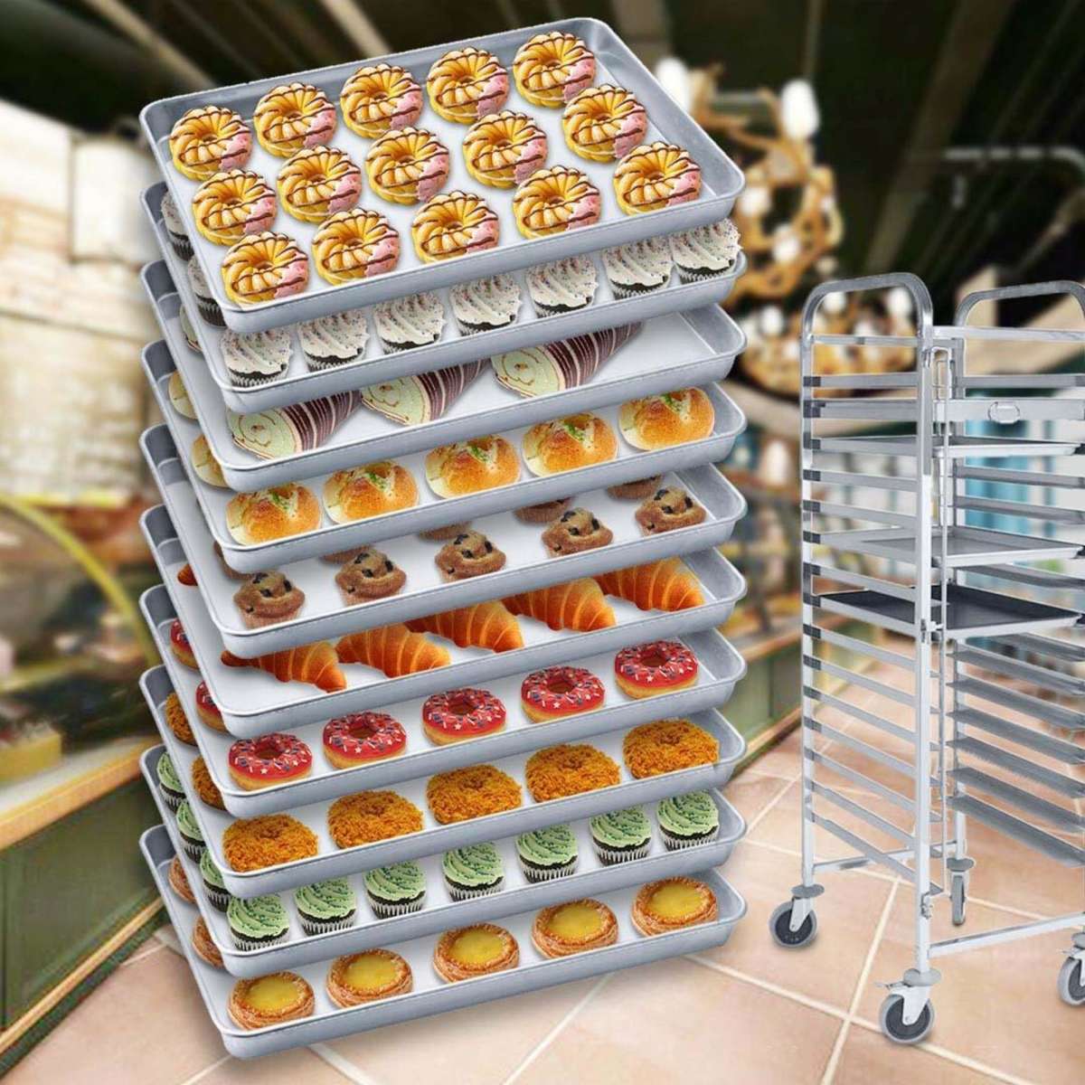 SOGA Aluminium Oven Baking Pan Cooking Tray for Baker Gastronorm 60*40