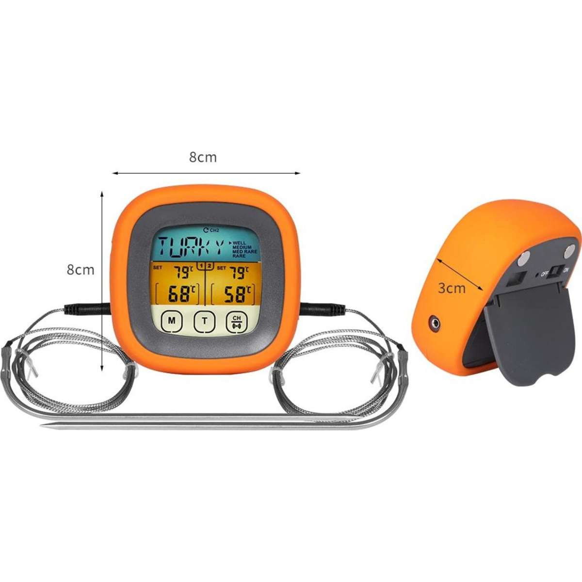 Moyasu Digital Food Thermometer BBQ 2 Probe Cooking Meat Kitchen