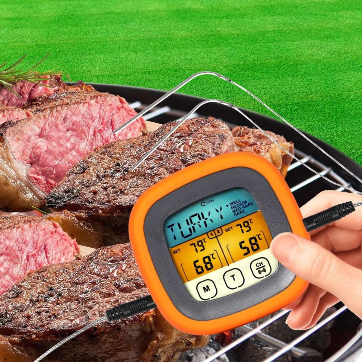 Moyasu Digital Food Thermometer BBQ 2 Probe Cooking Meat Kitchen
