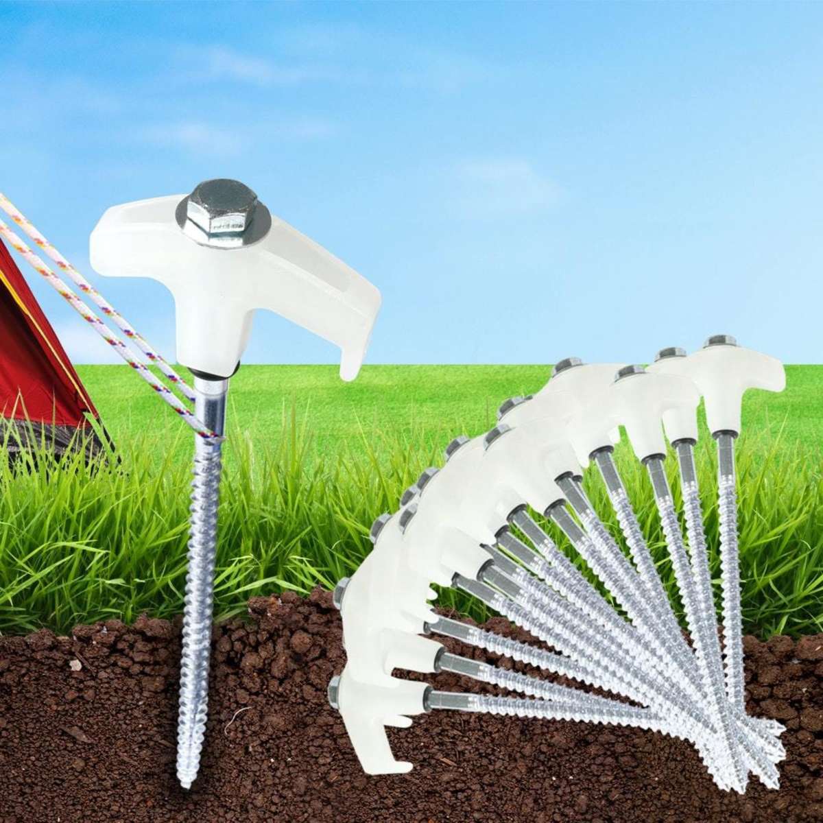 Mountview 15x Tent Pegs Heavy Duty Steel Glow In The Dark Camping