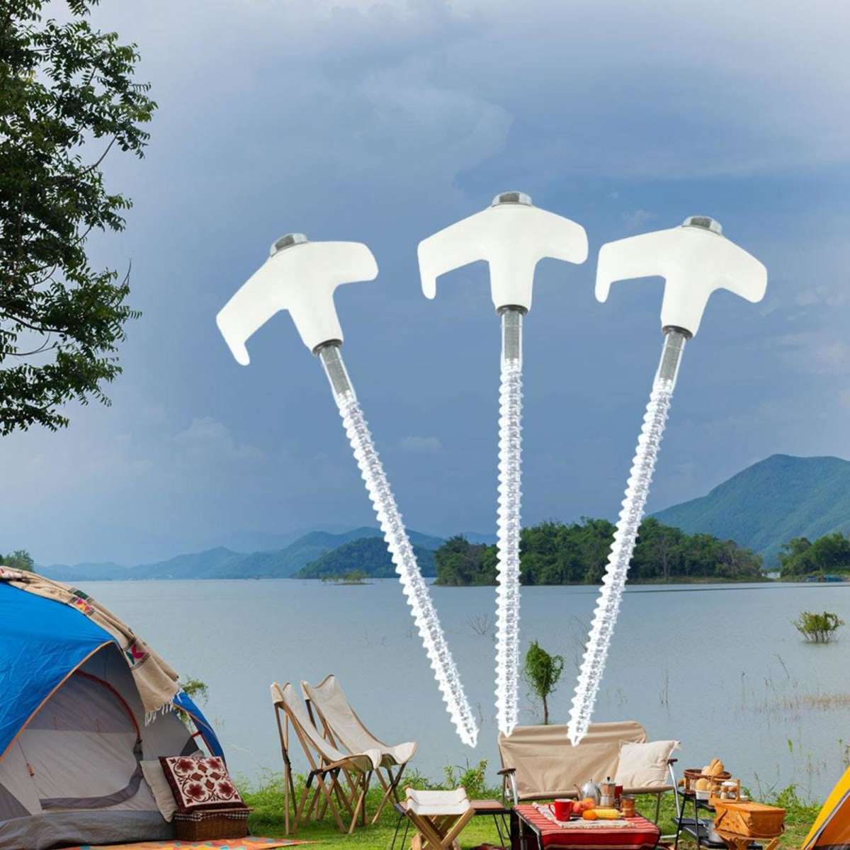 Mountview 15x Tent Pegs Heavy Duty Steel Glow In The Dark Camping