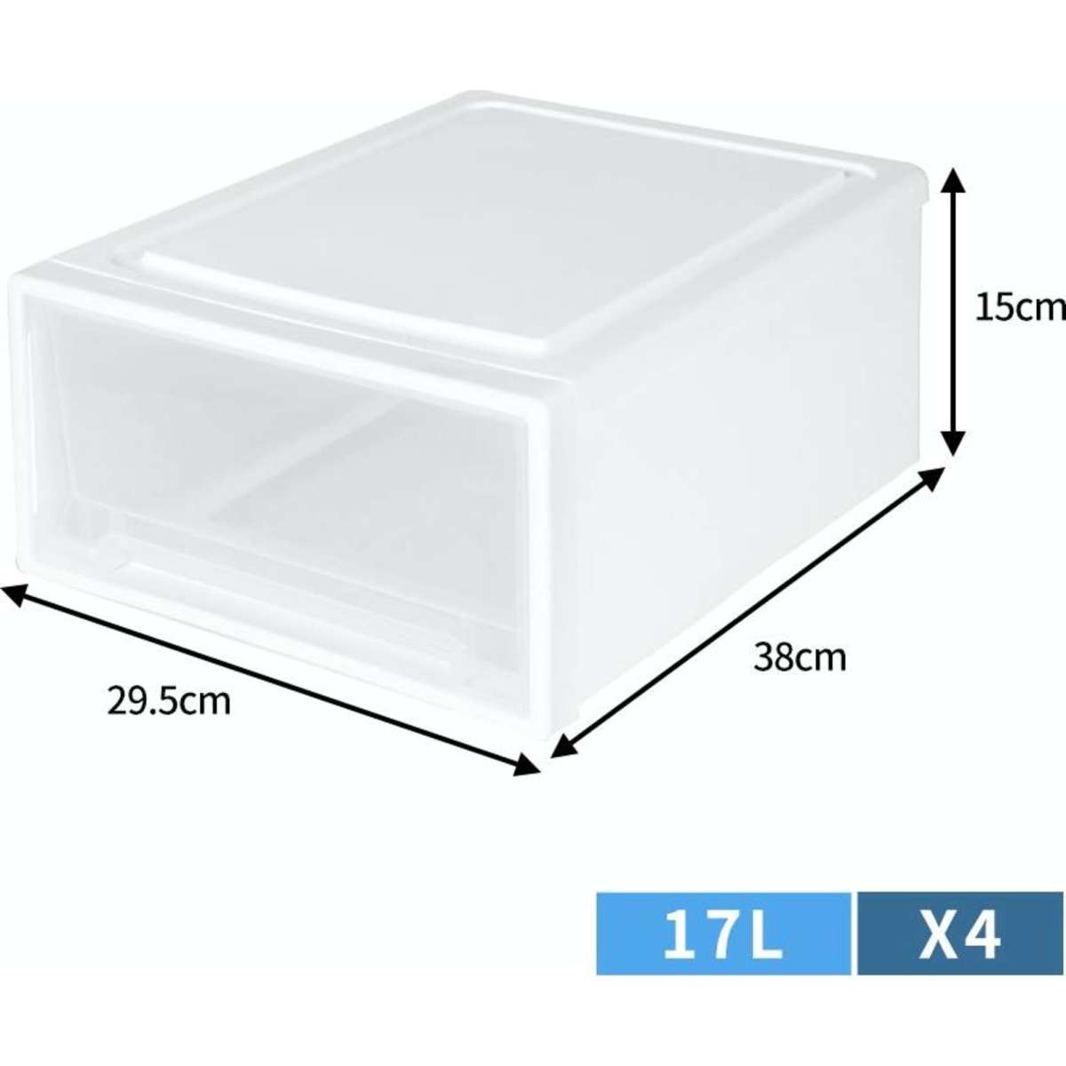 Traderight Group Large Storage Box Stackable Containers 17L 4PK Wardrobe Clothes Organisation