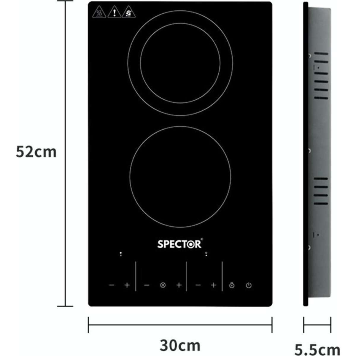Spector Electric Induction Cooktop Ceramic Hot Plate 2 Zone Kitchen