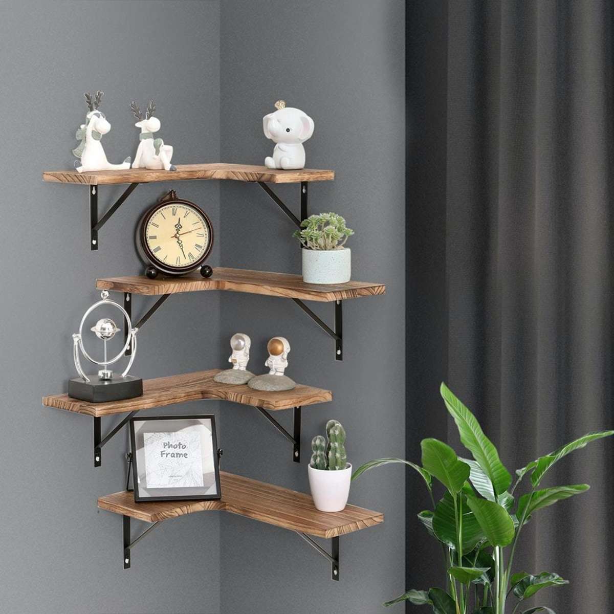 Levede 4 Pcs Floating Shelves Corner Shelf Wall Mounted Storage Wooden ...