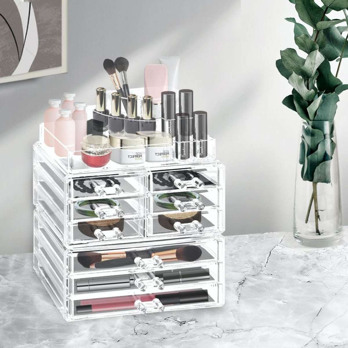 Traderight Group 3 Tier 9 Drawer Clear Acrylic Cosmetic Makeup