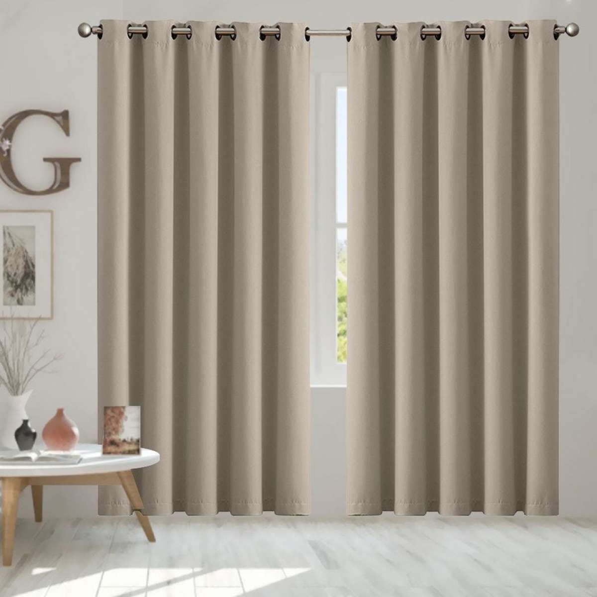 Traderight Group 2x Blockout Curtains Panels 3 Layers Eyelet Room 