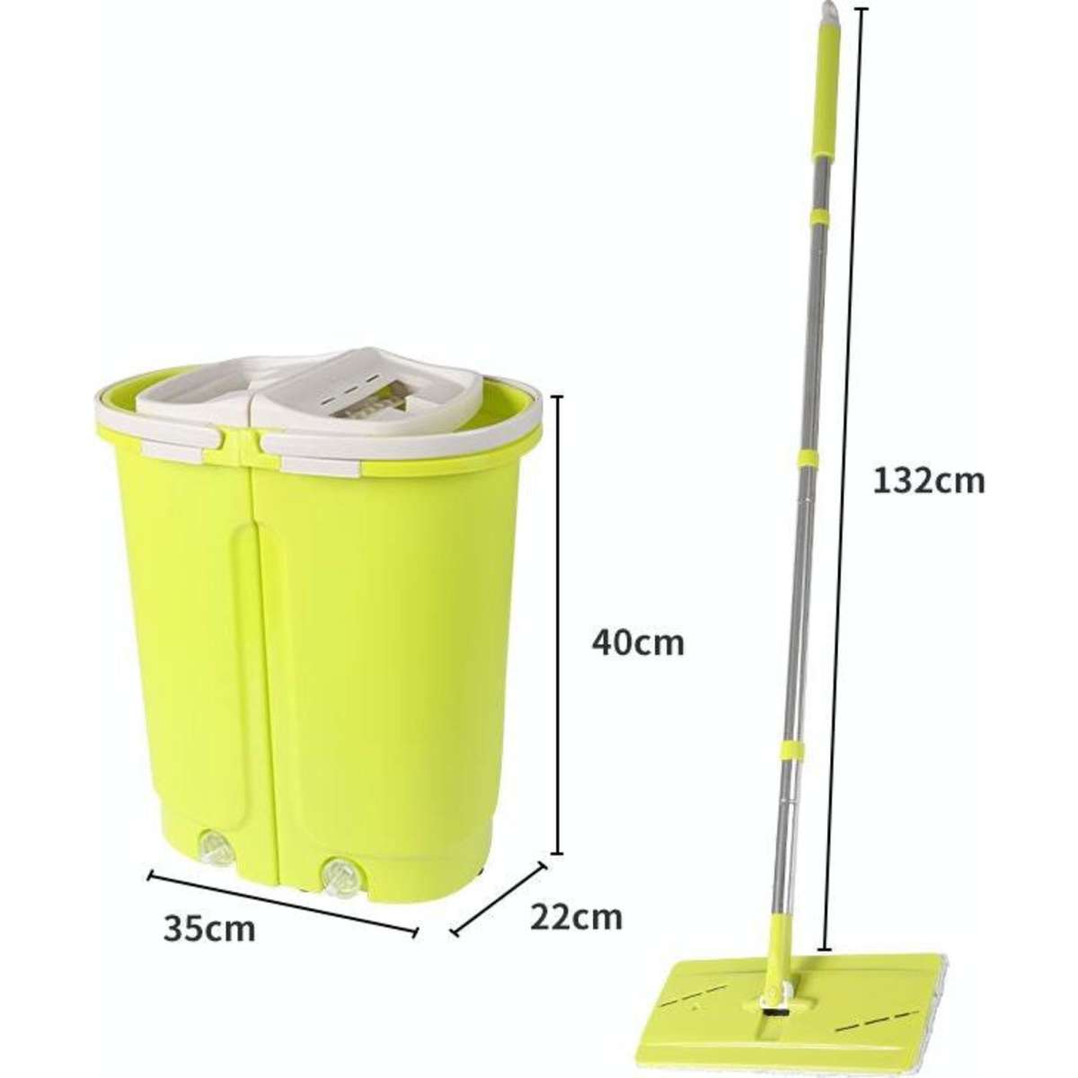 Cleanflo Flat Mop Bucket Set Cleaner Stainless Steel Wet Dry 2 Mop