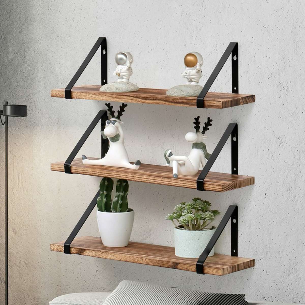 Levede 5 Pcs Floating Shelves Hung Shelf Wall Mounted Storage Wooden Display Woolworths