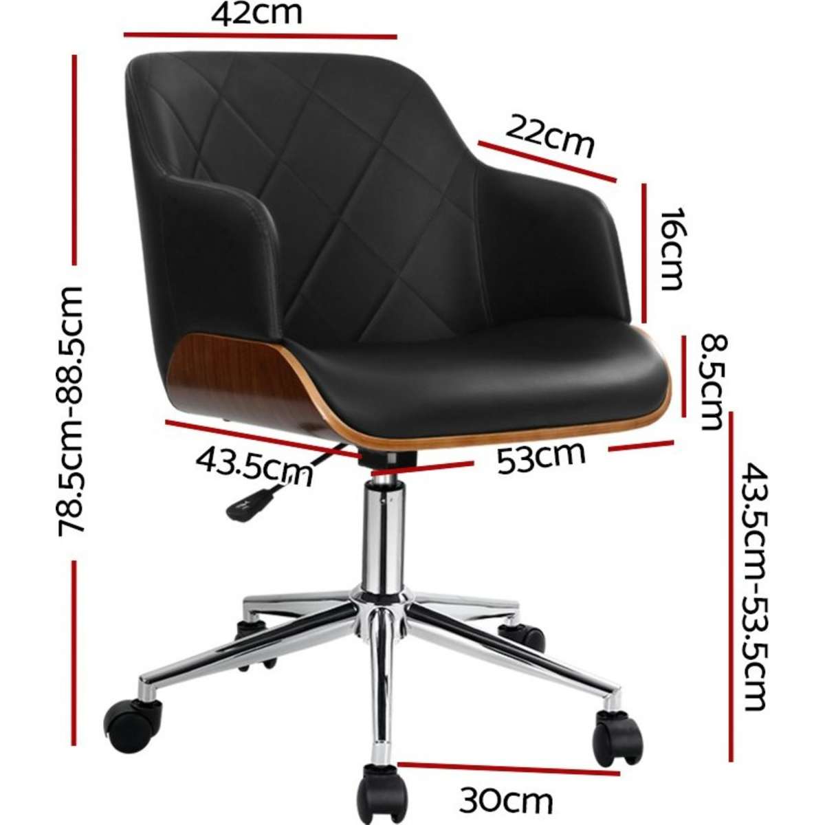 Artiss Wooden Office Chair Fabric Seat Black Woolworths