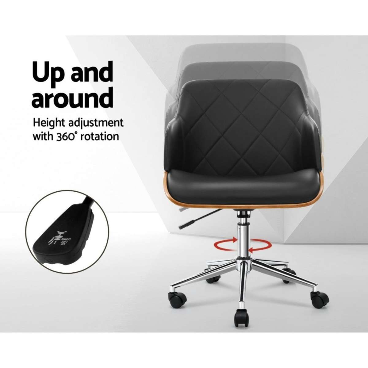 Artiss Wooden Office Chair Fabric Seat Black Woolworths