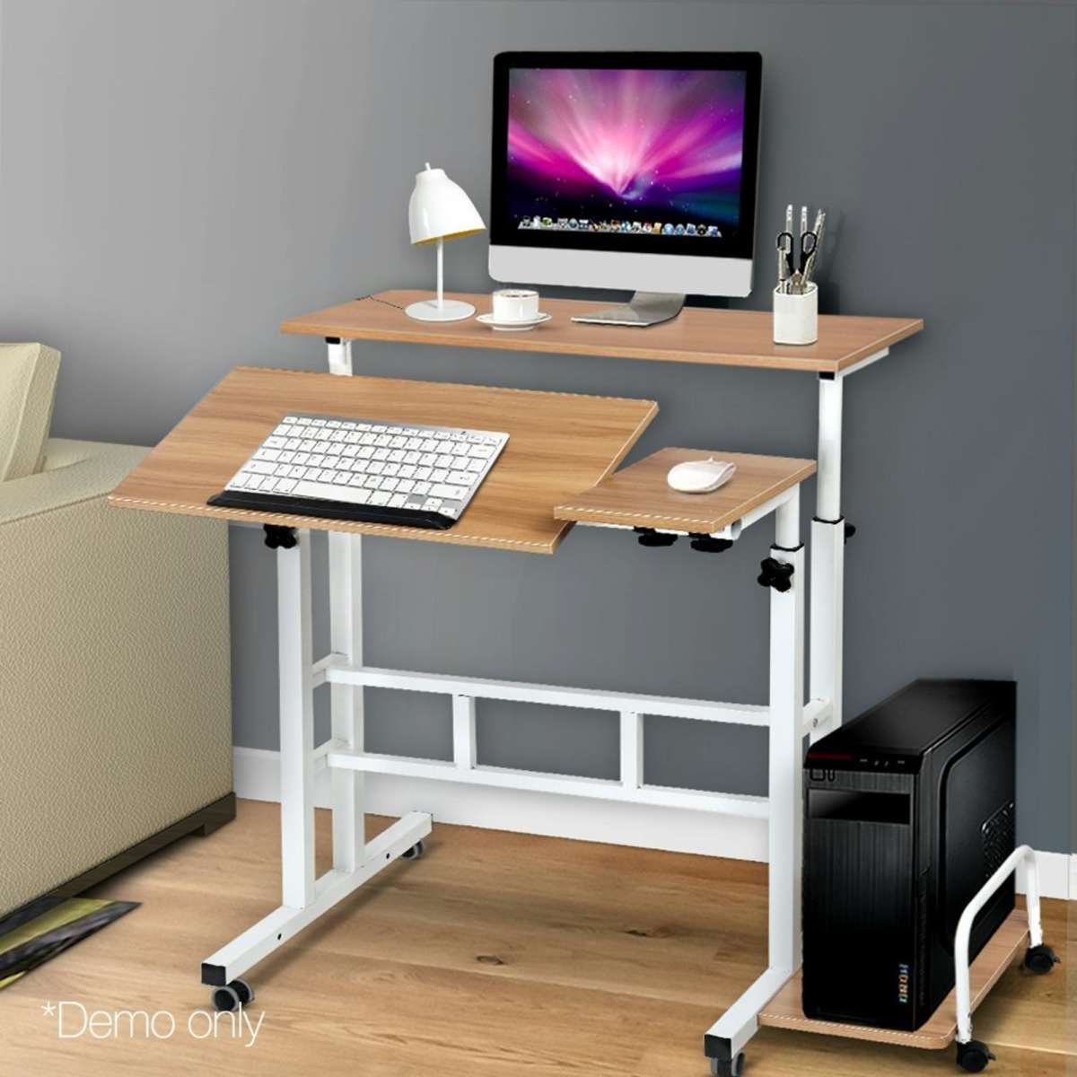 Artiss Laptop Desk Table Adjustable Light Wood 80CM | Woolworths