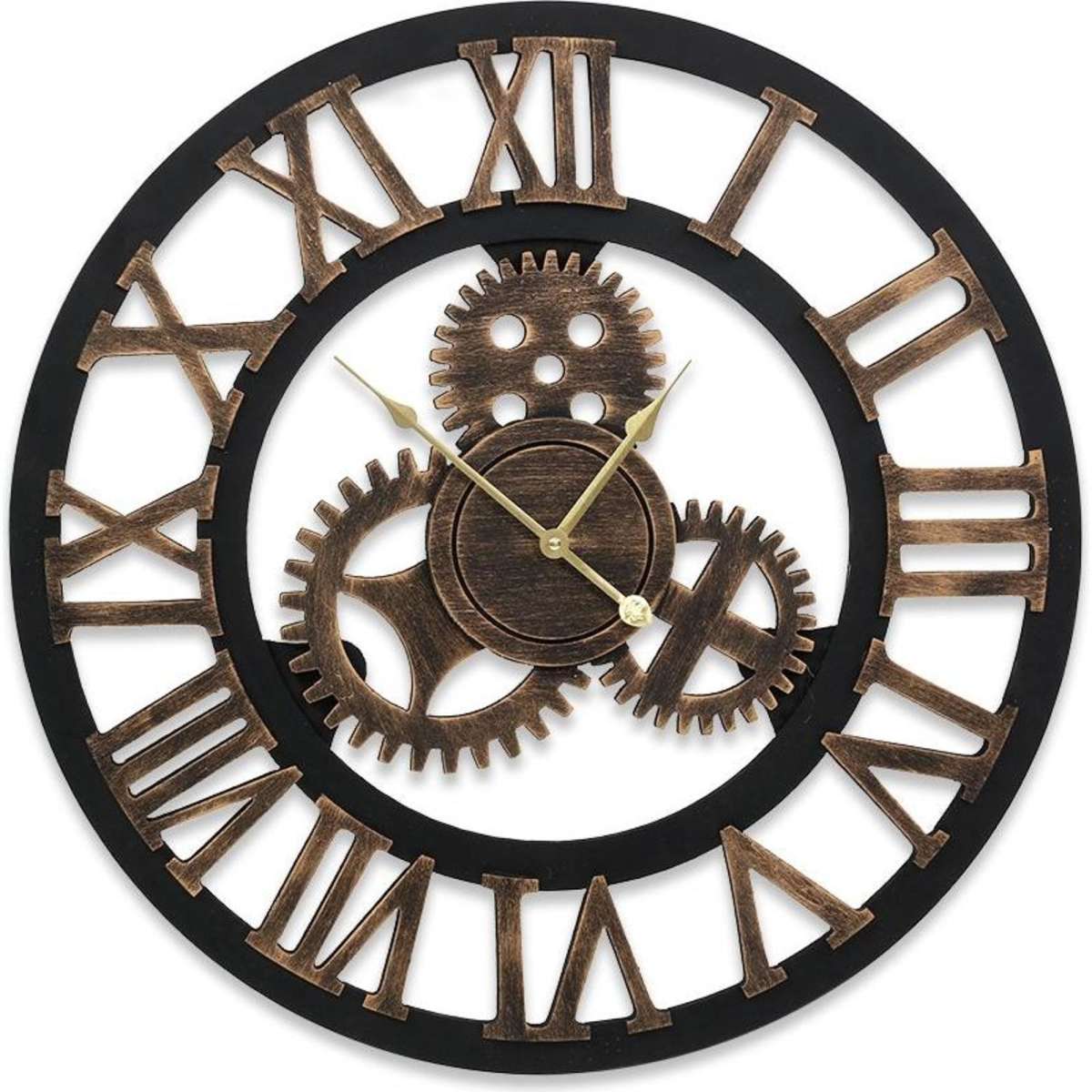 Artiss 80cm Wall Clock Large Retro Roman Numerals Brown Woolworths