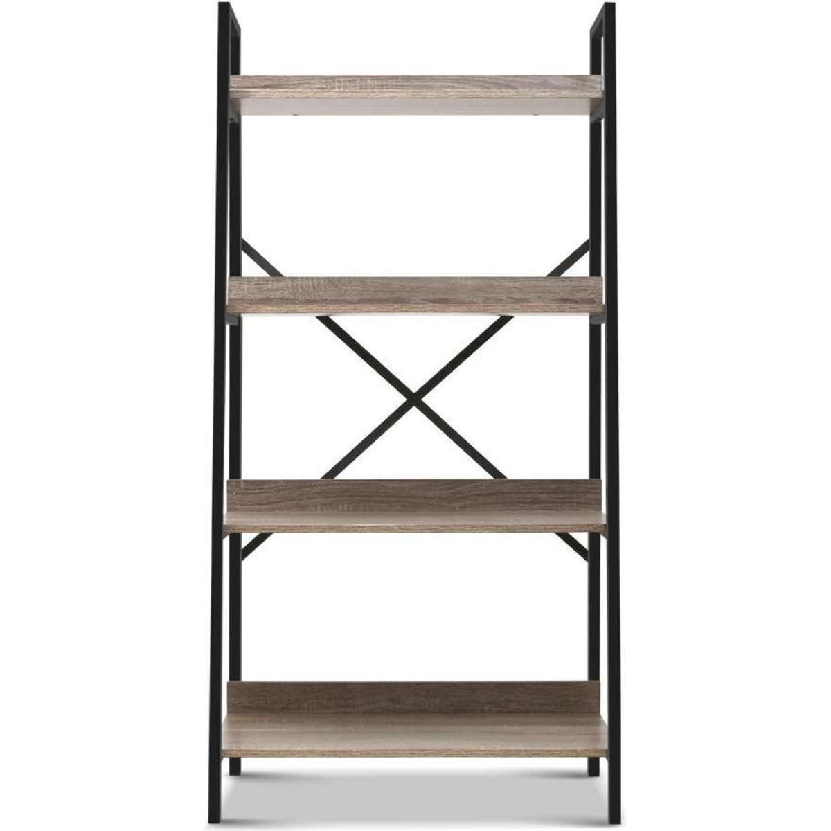 Artiss Bookshelf 4Tier Metal Bookcase Bookshelves Oak Book Shelf ...