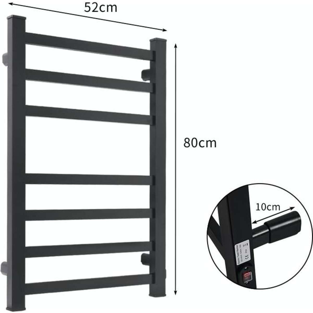 Traderight Group Heated Towel Rail Rack Bathroom Electric Rails 7 Bars