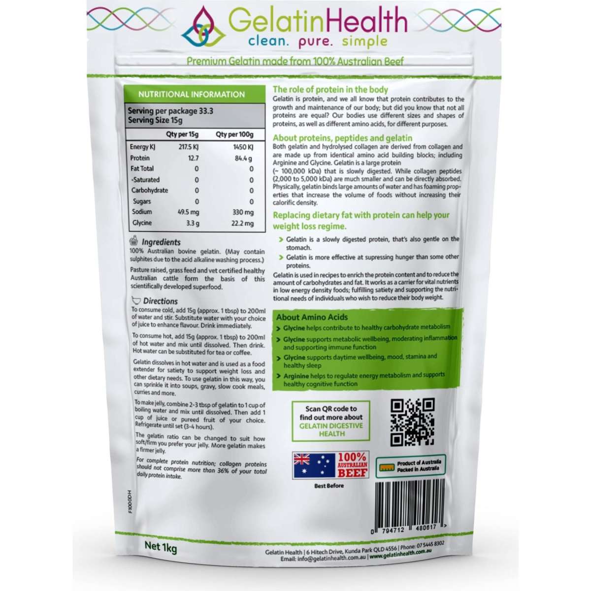 Gelatin Health Gelatin Food Grade 500g Woolworths