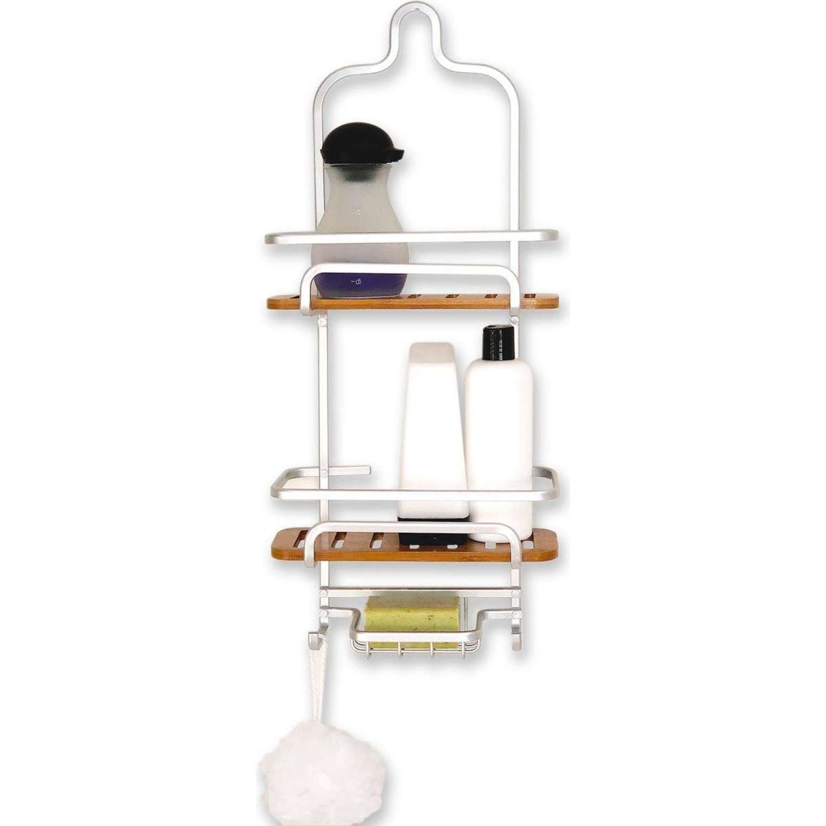 Butlers Cove Aluminium with Bamboo Shower Caddy Woolworths