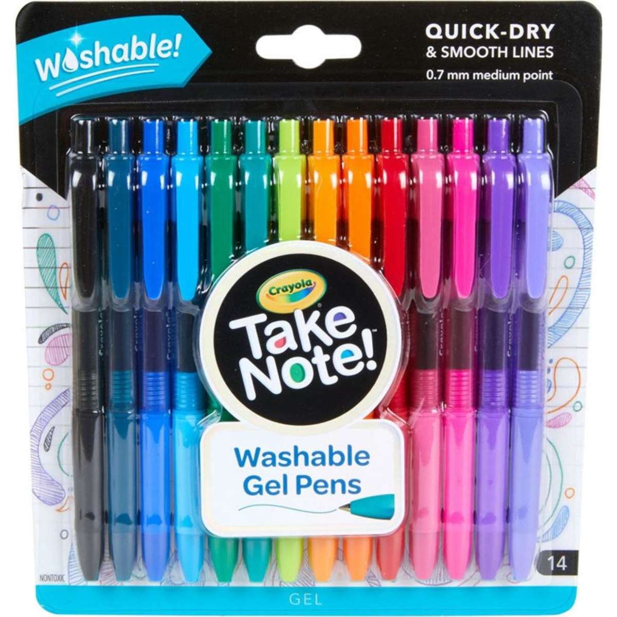 Crayola Take Note Washable 0.7mm Quick-dry Gel Pens 14pc 