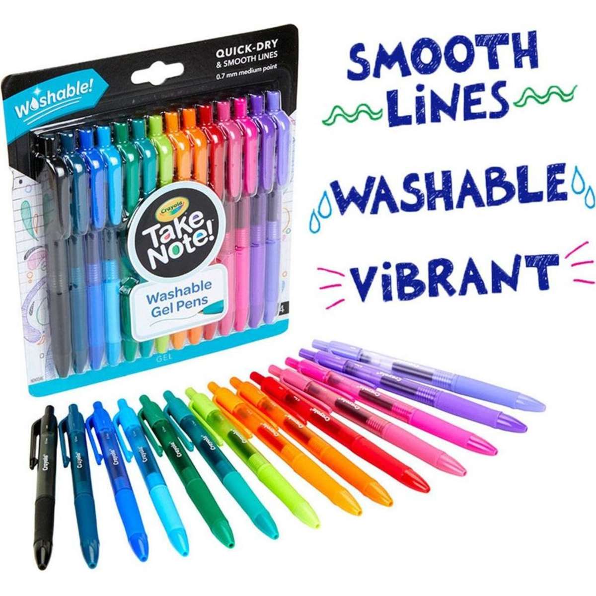 Crayola Take Note Washable 0.7mm QuickDry Gel Pens 14pc Woolworths