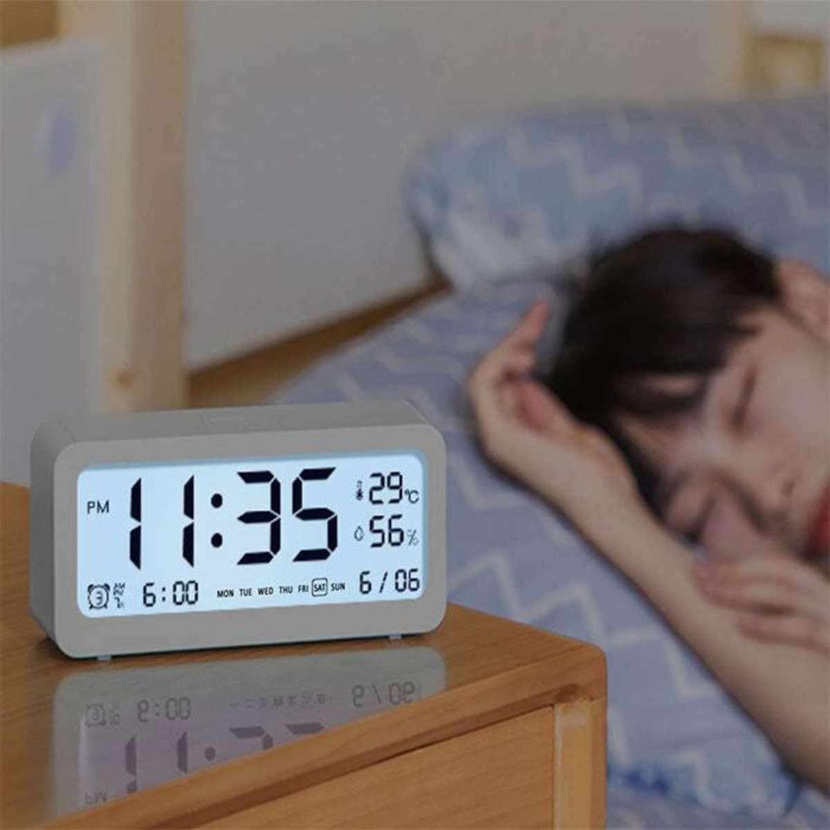 Sansai LED LCD Digital Alarm Clock 5.2" Display Woolworths
