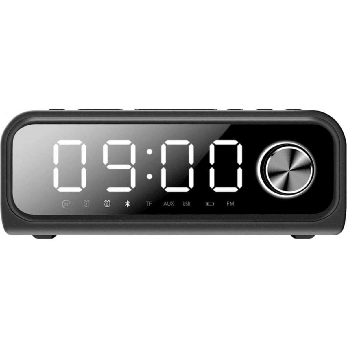 Laser 4In1 Fabric Qi Wireless Charging Alarm Clock w/ Bluetooth