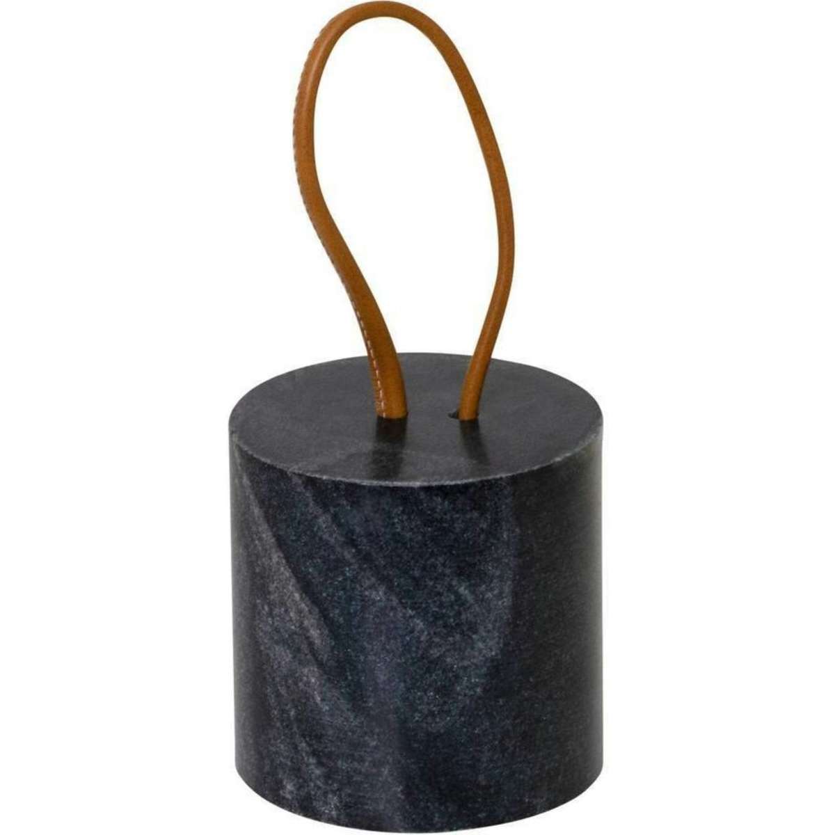 J. Elliot Enora Door Stop w/ Leather Handle Grey Marble 13x13cm