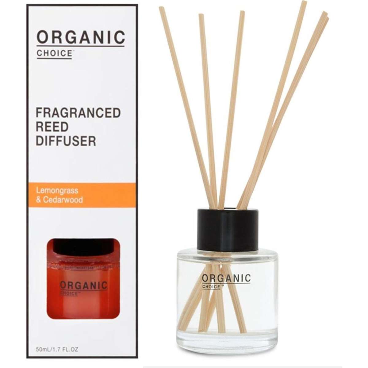 Organic Choice Fragranced Reed Diffuser 50ml Lemongrass & Cedarwood