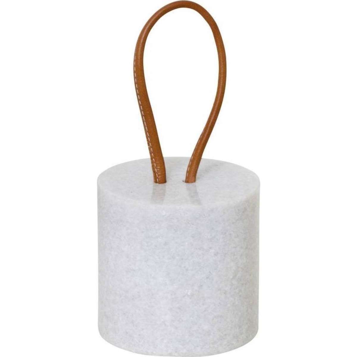 J. Elliot Enora Door Stop w/ Leather Handle White Marble 13x13cm