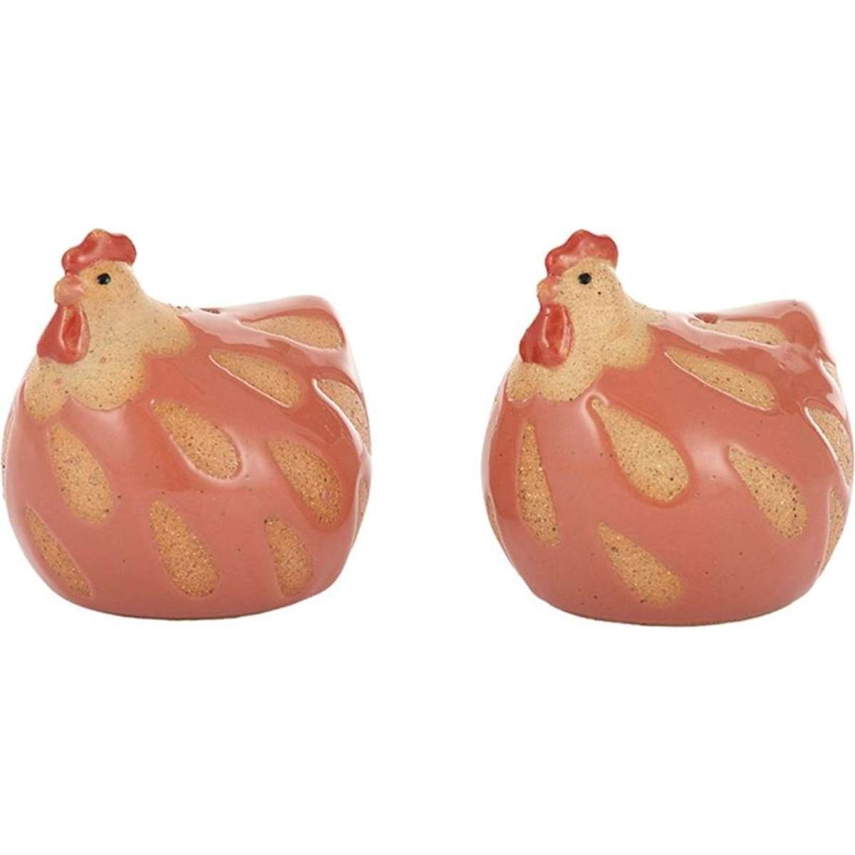 Assemble Ceramic Salt & Pepper Shakers Hattie Hen 5.5x6cm Rust 2pc