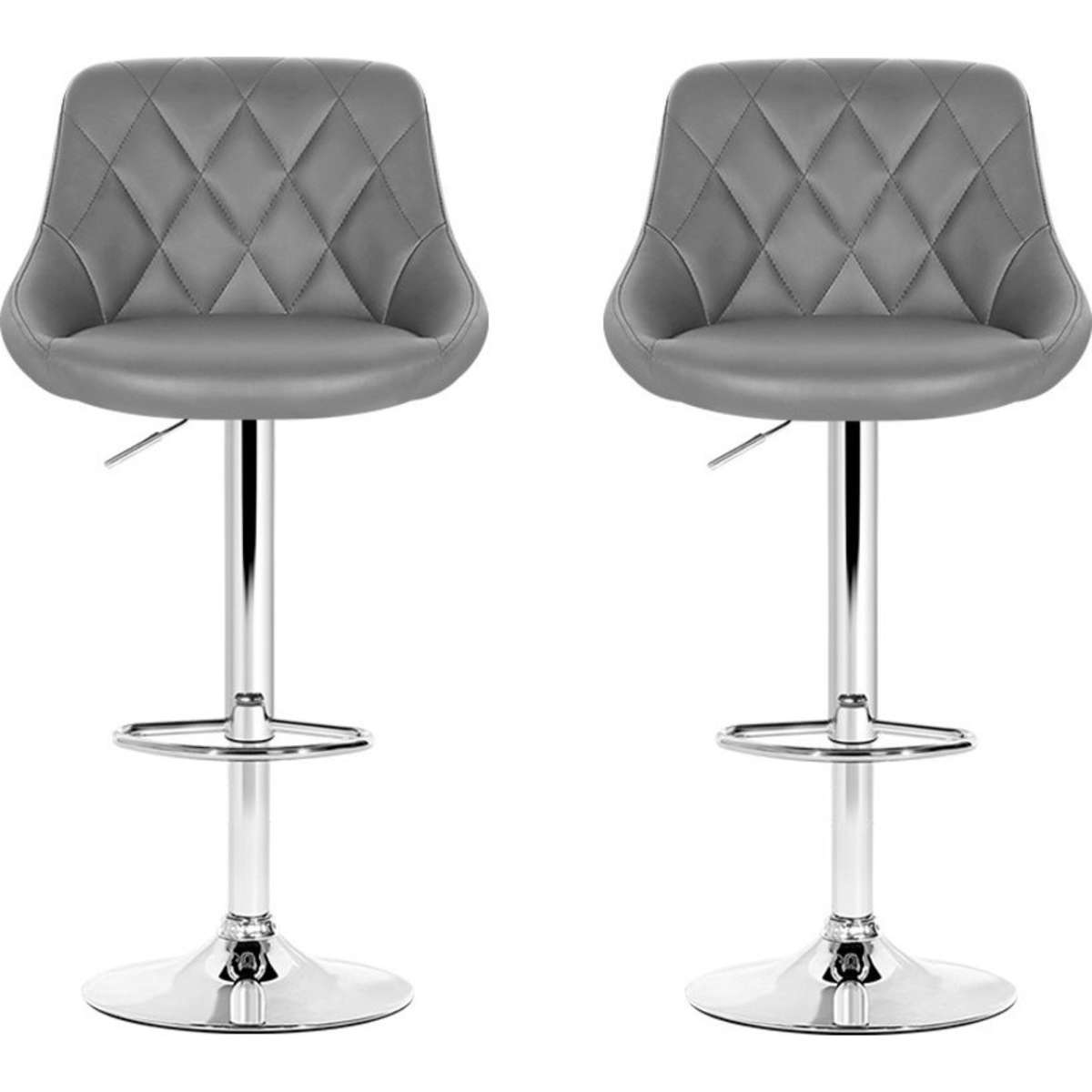 Artiss 2x Bar Stools Leather Padded Gas Lift Grey Woolworths