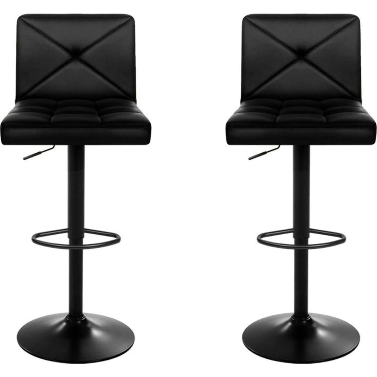 Artiss 2x Bar Stools Gas Lift Leather Stool Black Woolworths