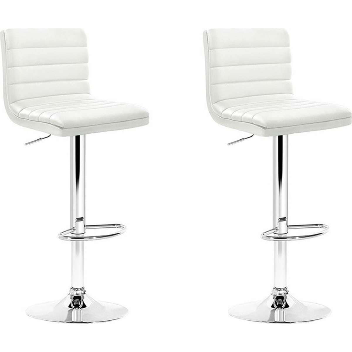 Artiss 2x Bar Stools Padded Leather Gas Lift White Woolworths