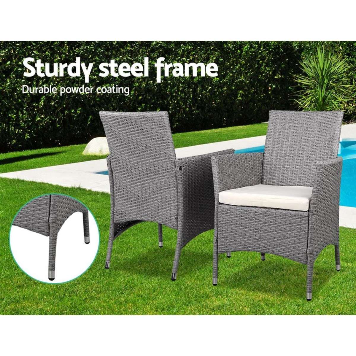 Gardeon Patio Furniture Outdoor Setting Bistro Set Chair Table 3 Piece