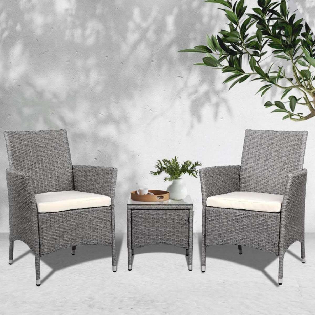 Gardeon Patio Furniture Outdoor Setting Bistro Set Chair Table 3 Piece
