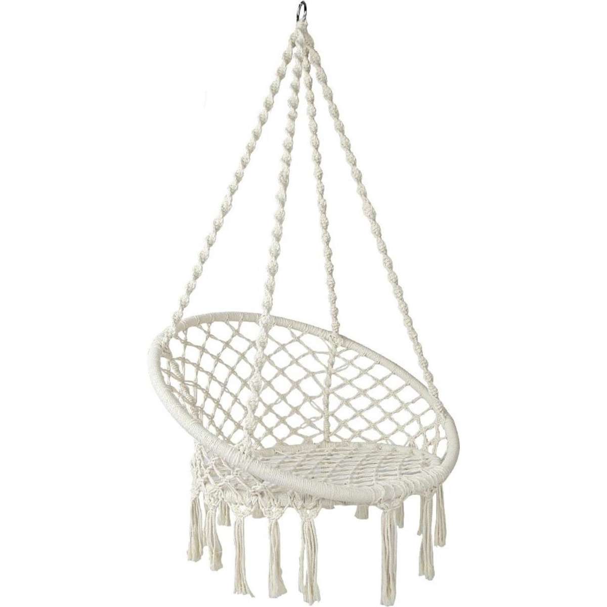 Gardeon Hammock Chair Outdoor Hanging Macrame Cotton Indoor Cream ...