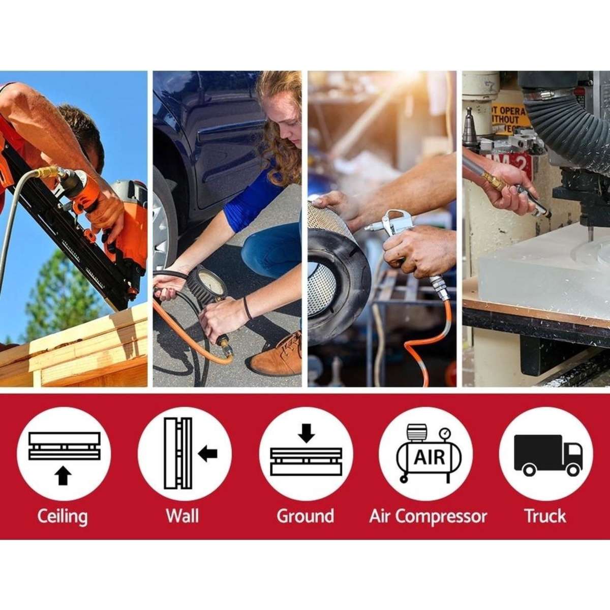 Giantz Air Hose Reel 10m Retractable Compressor Auto Rewind Wall Mount Garage Woolworths