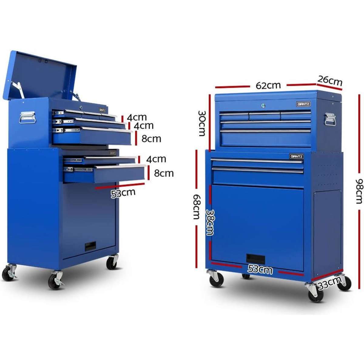 Giantz 7 Drawer Tool Box Chest Trolley Toolbox Garage Storage