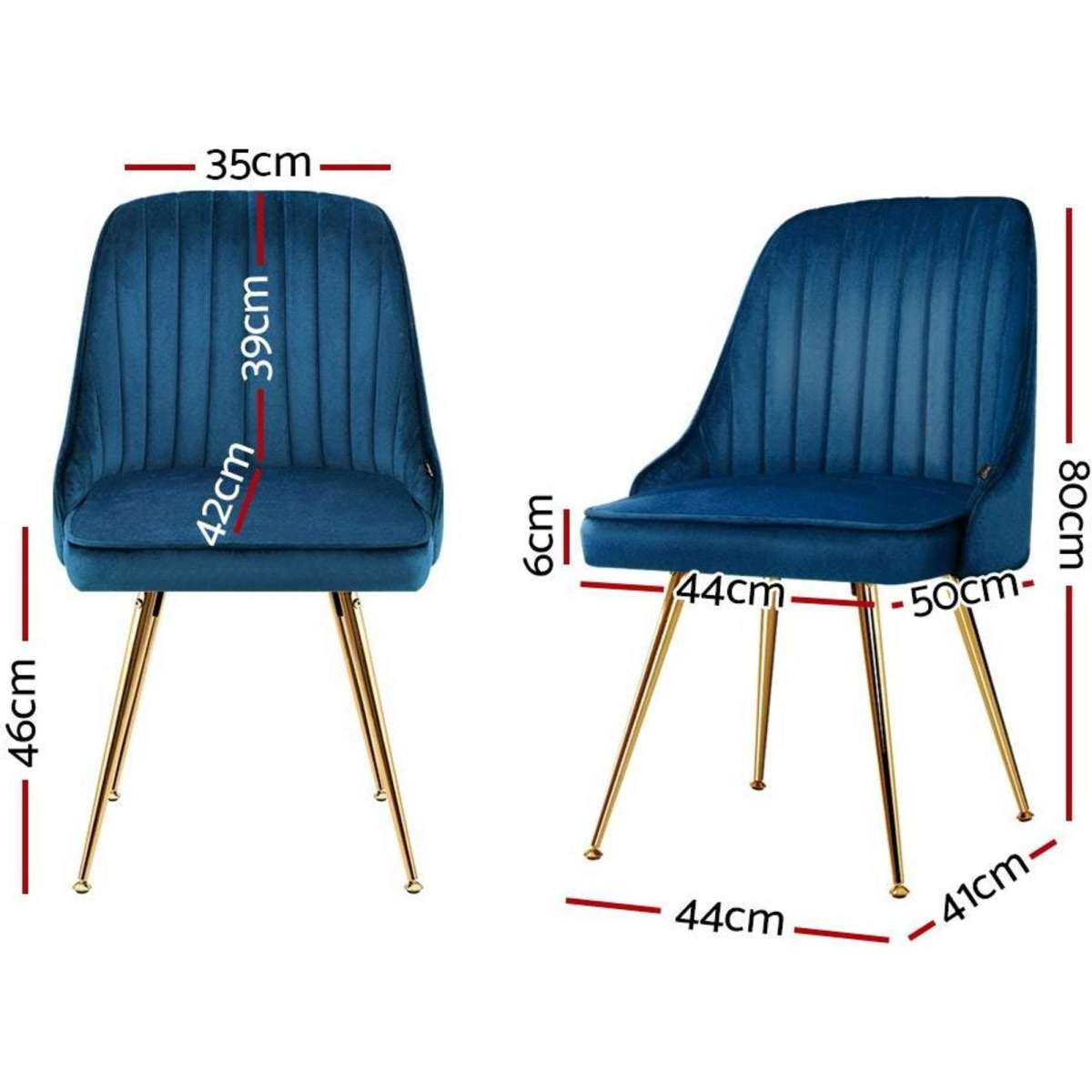 Artiss Dining Chairs Set of 2 Velvet Channel Tufted Blue Woolworths