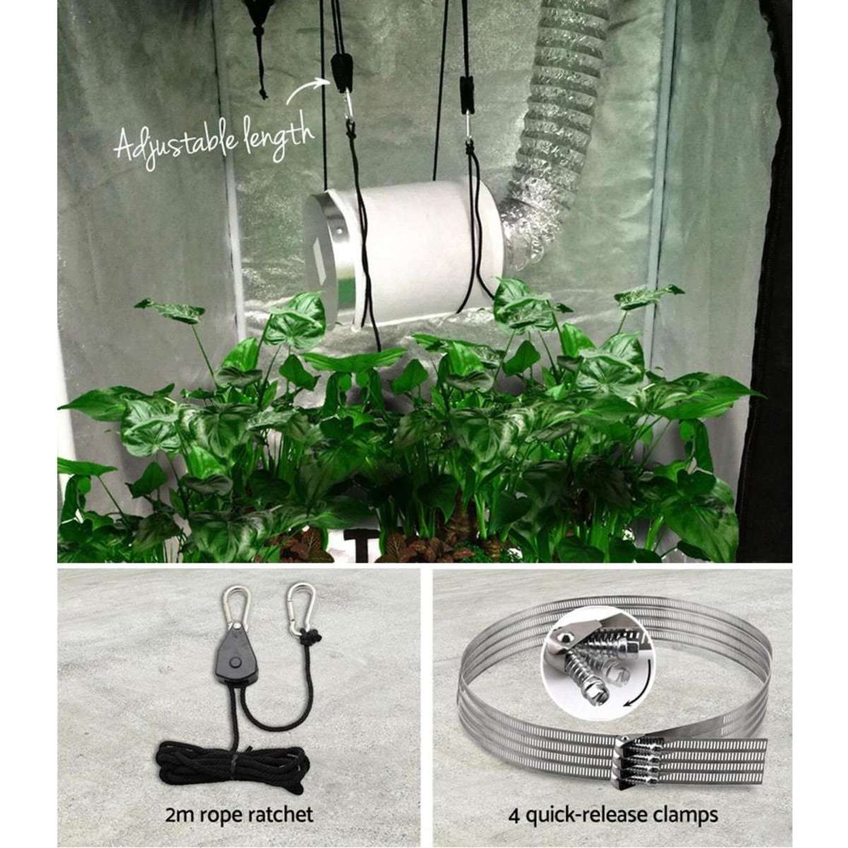 Greenfingers 4"Ventilation Kit Fan Hydroponics Grow Tent Kit Carbon