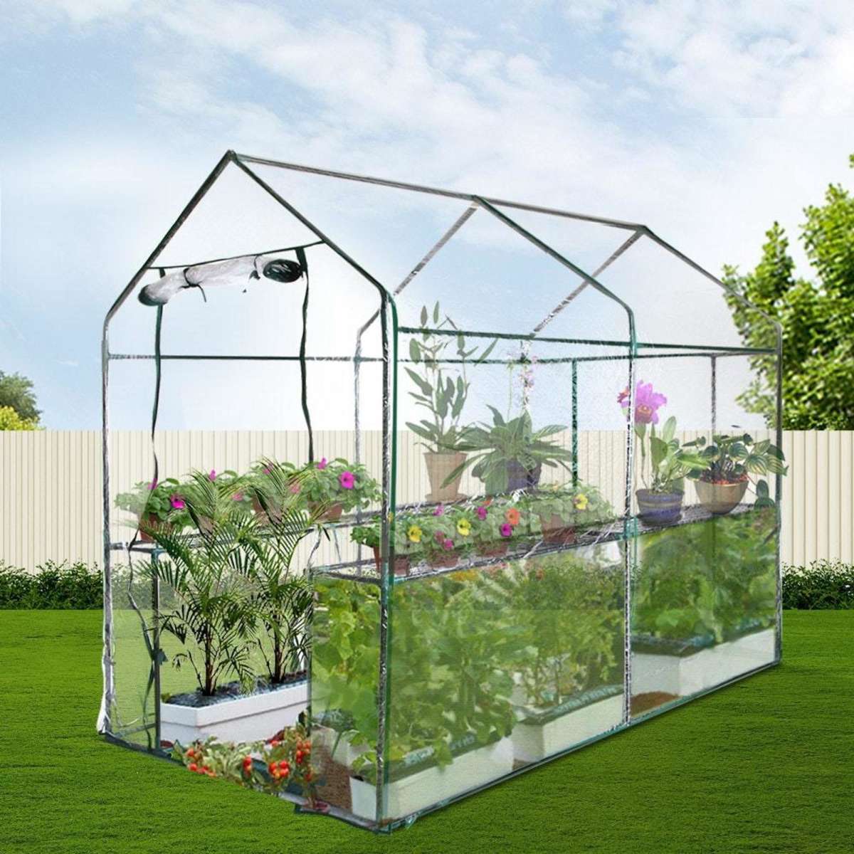 Greenfingers Greenhouse 1.2x1.9x1.9M Walk in Green House Tunnel Clear ...