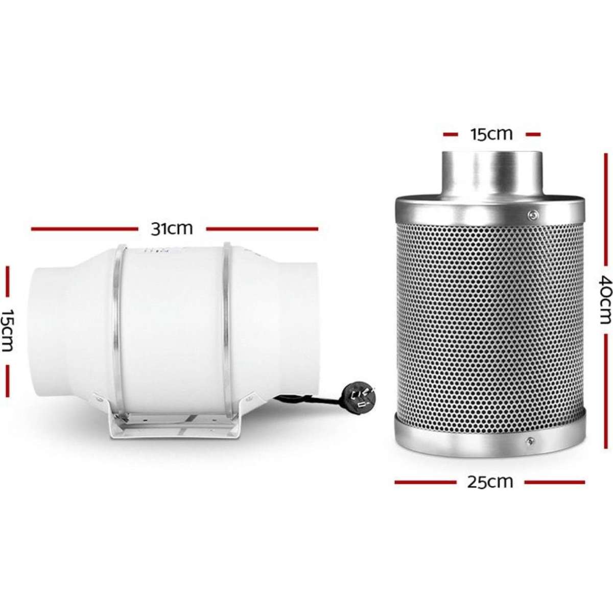 Greenfingers 6"Hydroponics Grow Tent Kit Ventilation Kit Fan Carbon