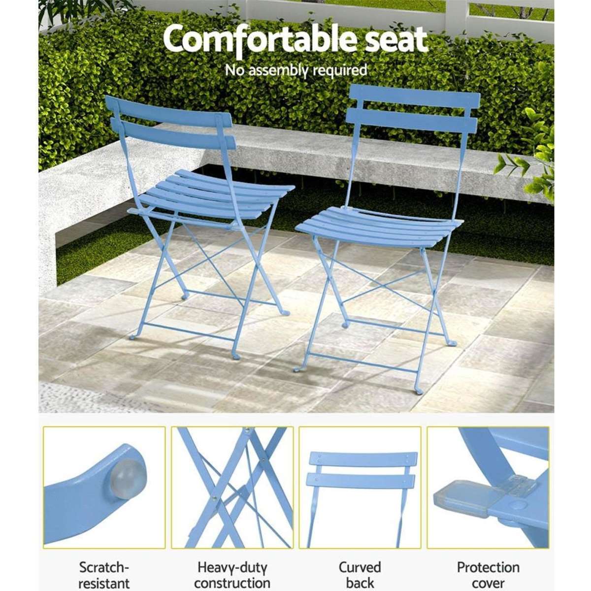 Gardeon Outdoor Setting Table and Chairs Folding Bistro Set Patio