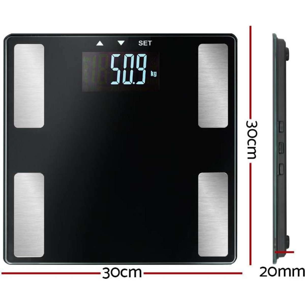 Everfit Body Fat Bathroom Scale Weighing Wireless Bluetooth Gym 180KG