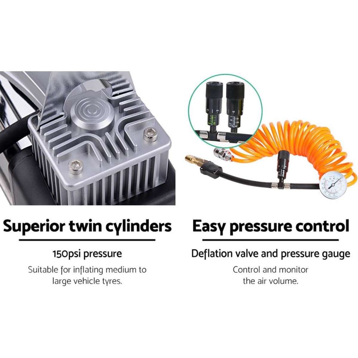 Giantz Air Compressor 12V 4x4 Tyre 85L/min Deflator Inflator Car Truck Portable Woolworths