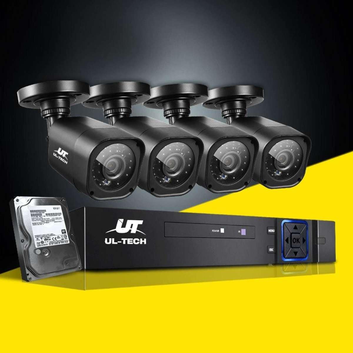 ULtech CCTV Security System 4CH DVR 4 Cameras 1TB Hard Drive Woolworths