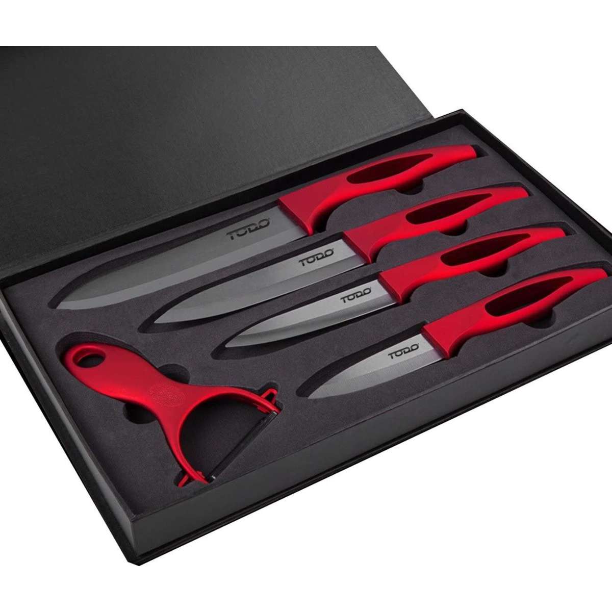 TODO 5 Pc Ceramic Knife + Peeler Set w/ Sheath Nano Zirconia Anti