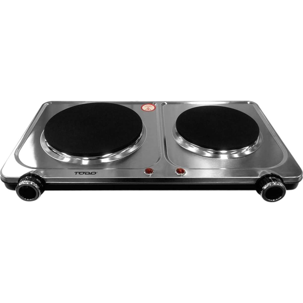 TODO 2250W Twin Hotplate Electric Cooktop Dual Plate Stainless Steel