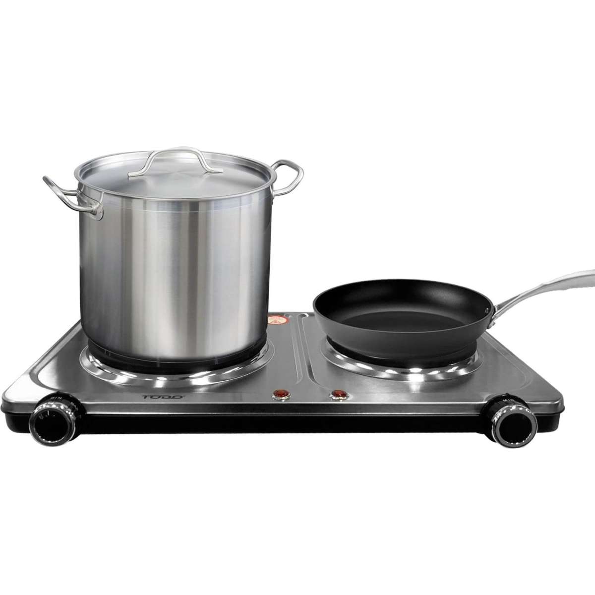 TODO 2250W Twin Hotplate Electric Cooktop Dual Plate Stainless Steel