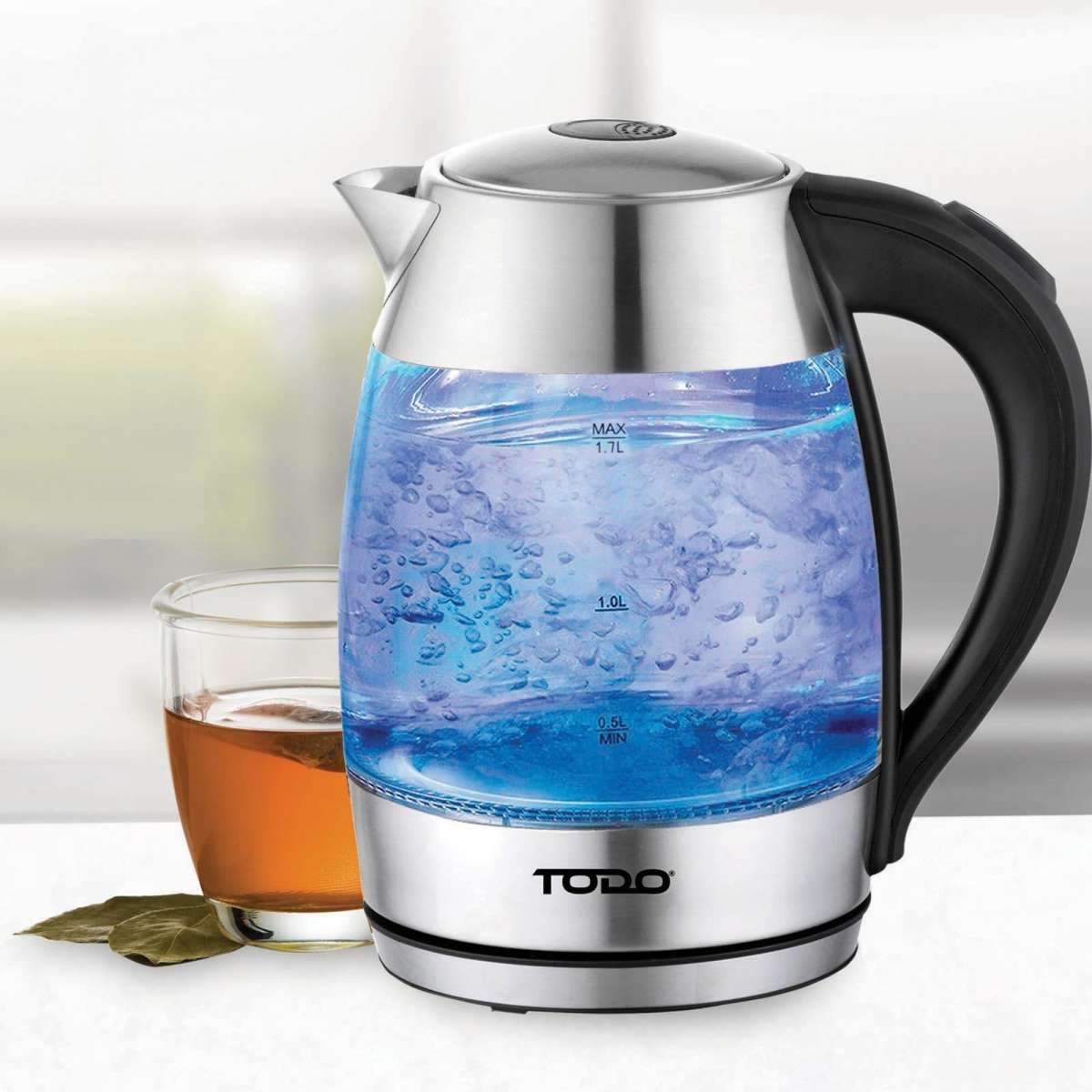 TODO 1.7L Glass Cordless Kettle Electric Dual Wall LED Water Jug