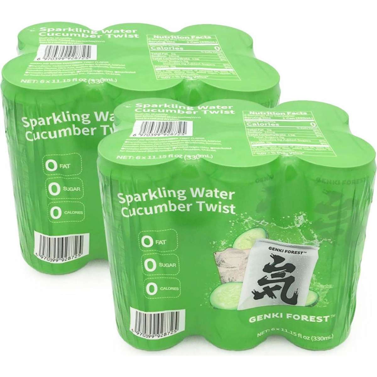 Genki Forest Sparkling Water Cucumber Twist Flavour 330ml*6pcs X 2Pack